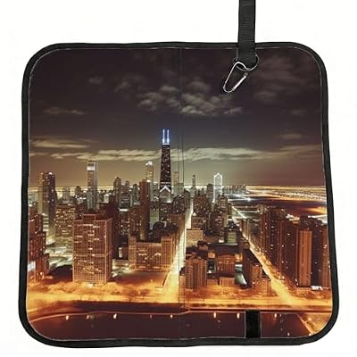 FHEDVBN Chicago City Seat Cushion Folding, Indoor Outdoor Portable Chair Cushion for Camping, Waterproof Memory Foam Sitting Mats for Picnic Hiking, Lightweight & Compact 15.8 x 15.8 in