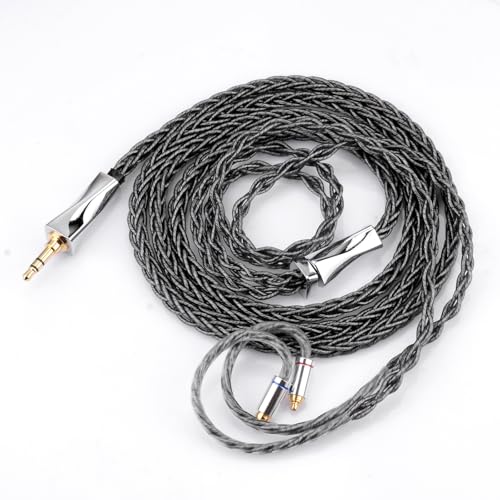 FAAEAL MMCX Connectors 8N Single Crystal Copper Silver Plated Mixed Cord Compatible with Sennheiser IE900 IE600 Shure SE535 SE315 UE900s TIN Audio T2 T3 BGVP Earphone 3.5mm Plug