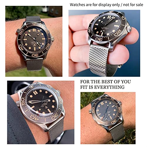 Bracelet montre tressé acier titane 20mm boucle déployante style 007
