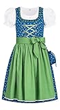 Nübler Dirndl Mädchen - 3 teiliges Set Dirndl Kleid mit Trachtenbluse und Schürze traditioneller Stil - Moderne bayrische Tracht, DORLE Blau Blau Gr. 116