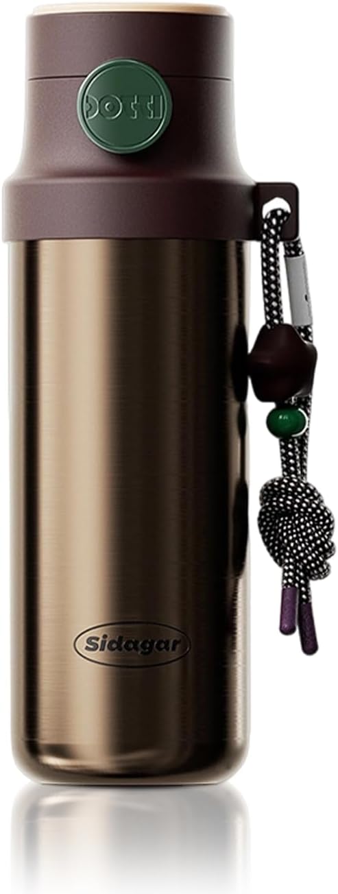 18 oz Insulated Water Bottle, Stainless Steel Travel Mug with Lid, Double Wall Vacuum Sports Water Bottle, BPA Free, Leak-Proof, Fits in Car Cup Holder, Great for Men Kid School, Brown