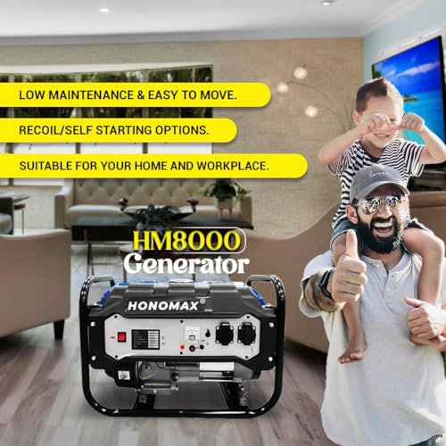 Image of HMX8000 Portable Power Generator 7000 Watts With Petrol Engine 7Kva, Use Home Workplace and Camping, High Durability Noiseless silence Power Station, 1 Year Warranty