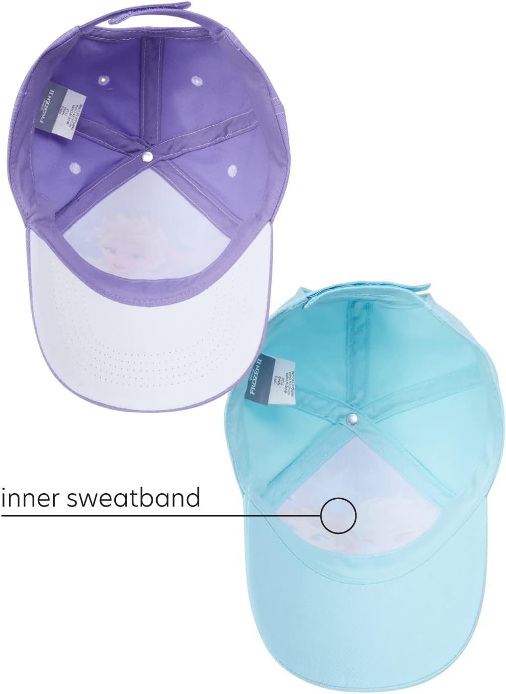 Disney Frozen 2-Piece Dad Hat Set, Elsa and Anna Girls Baseball Caps with Curved Brim for Toddlers and Kids, Multi, One Size