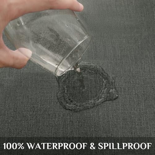 Image of Softalker Vinyl Tablecloth Rectangle, Outdoor 100% Waterproof Oil Proof Plastic Edge Binding Table Cloth, Heavy Duty Thick Wipeable PVC Table Covers for Picnic Dining Party - 54 x 120 Inch, Black
