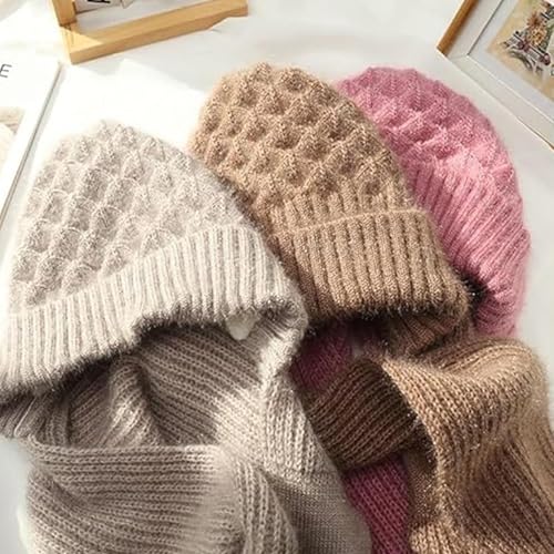 Emboadlie Winter Versatile Knitted Hooded Scarf for Women, Integrated Ear Protection Windproof Cap Scarf Hat4