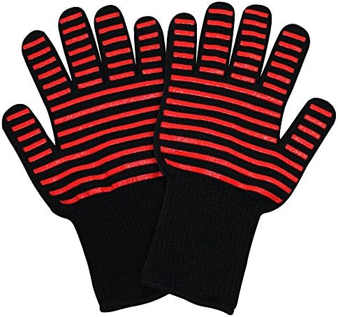 Faciaa BBQ Gloves, Heat Resistant & Silicone Protection, Professional Oven Accessories (red)