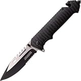 Tac-Force TF-916BK Folding Knife, Two-Tone Half-Serrated Blade, black Handle, 5" Closed