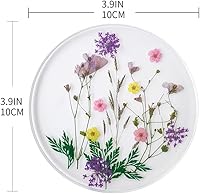 Vista 4 de BD0001 - Posavasos de resina epoxi con colorido floral natural reutilizable, utensilios de cocina redondos para tazas de comedor (juego de 4)