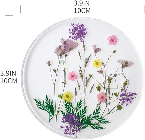 Miniatura 4 de BD0001 - Posavasos de resina epoxi con colorido floral natural reutilizable, utensilios de cocina redondos para tazas de comedor (juego de 4) (4,