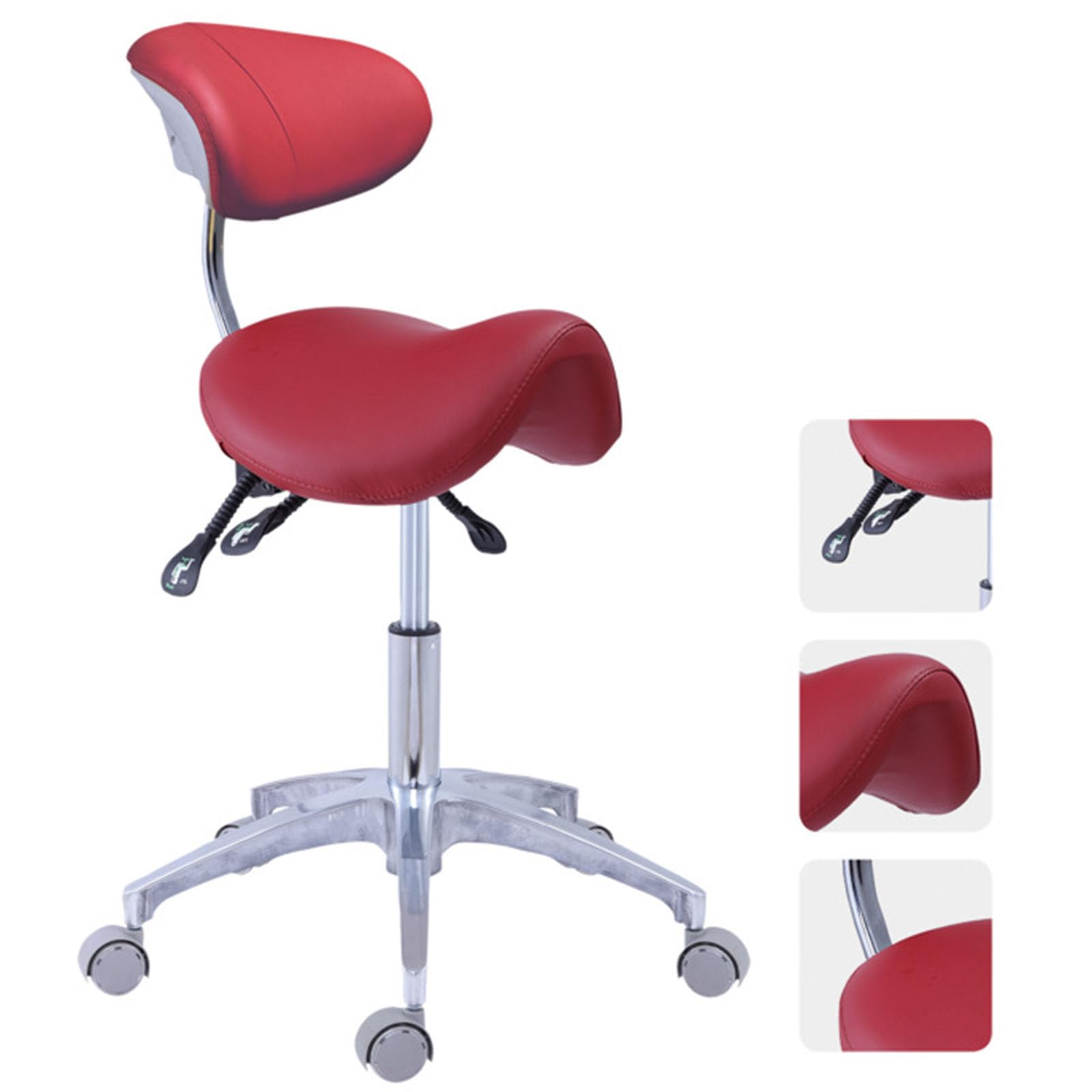 Chaise selle ergonomique avec dossier - Tabouret pivotant à 360° pour esthéticiennes, hygiénistes dentaires et professionnels de la santé - Tabouret selle confortable pour une mobilité optim