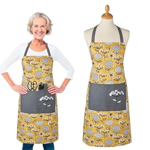 Cooksmart British Designed Kitchen Aprons For Women | 100% Cotton Kitchen Apron With Pockets | Cooking Aprons For Women Suitable For All Types Of Kitchens – Retro Meadow