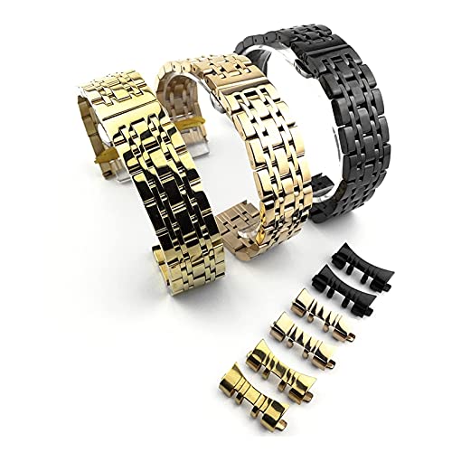 Bracelet montre acier inoxydable 7 perles à double interface plate et courbe - 7
