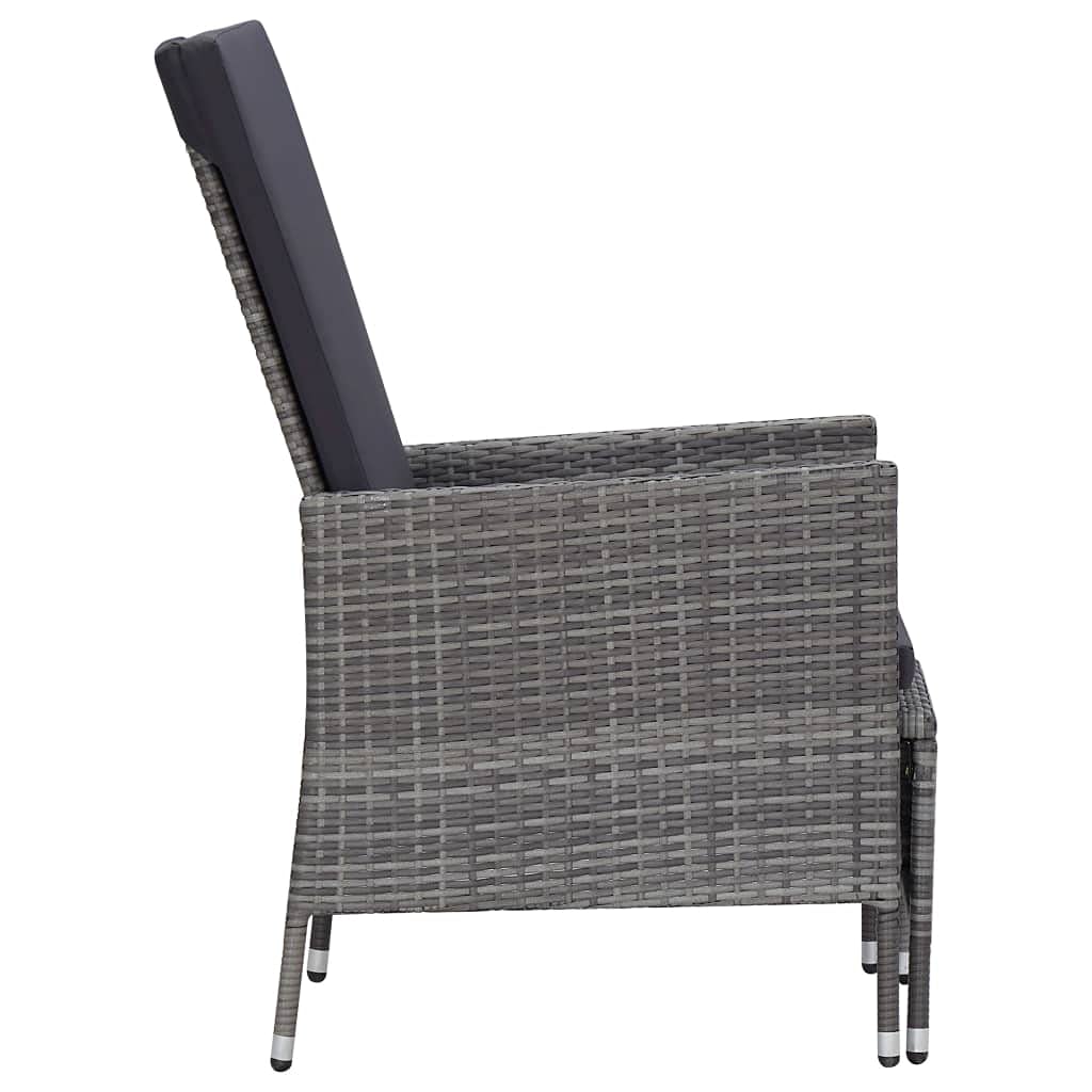 Set Da Giardino Lounge 2 Pezzi In Rattan Sintetico Grigio Con Cuscini - Divano Angolare E Poggiapiedi