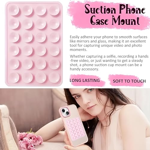 Image of Suction Phone Case, Phone Suction Sticker, Silicone Anti-Slip Silicone Multipurpose Hands-Free Sticky Pads Grip, Videos Mirror Shower (Black & Dark Gery)