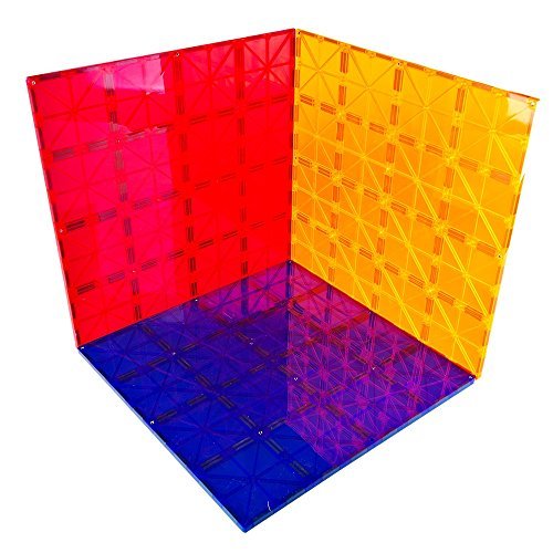 Mag-Genius Magnet Tiles Super Big Magnet Toy Building Toy Board Size of 16 Magnet Tiles 3 Stabilizer 12" X 12" Magnet Plates Compaible with Any Other Brand