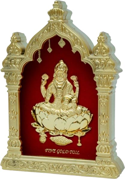 Image of EKA Temple Series Blessing Laxmi | Gold Foil Goddess Laxmi | Divine Showpiece for Home Temple, Pooja Room & Office Decor | Ideal Diwali, Housewarming & Spiritual Gift |8.5cm X 5.5CM X 11.5CM