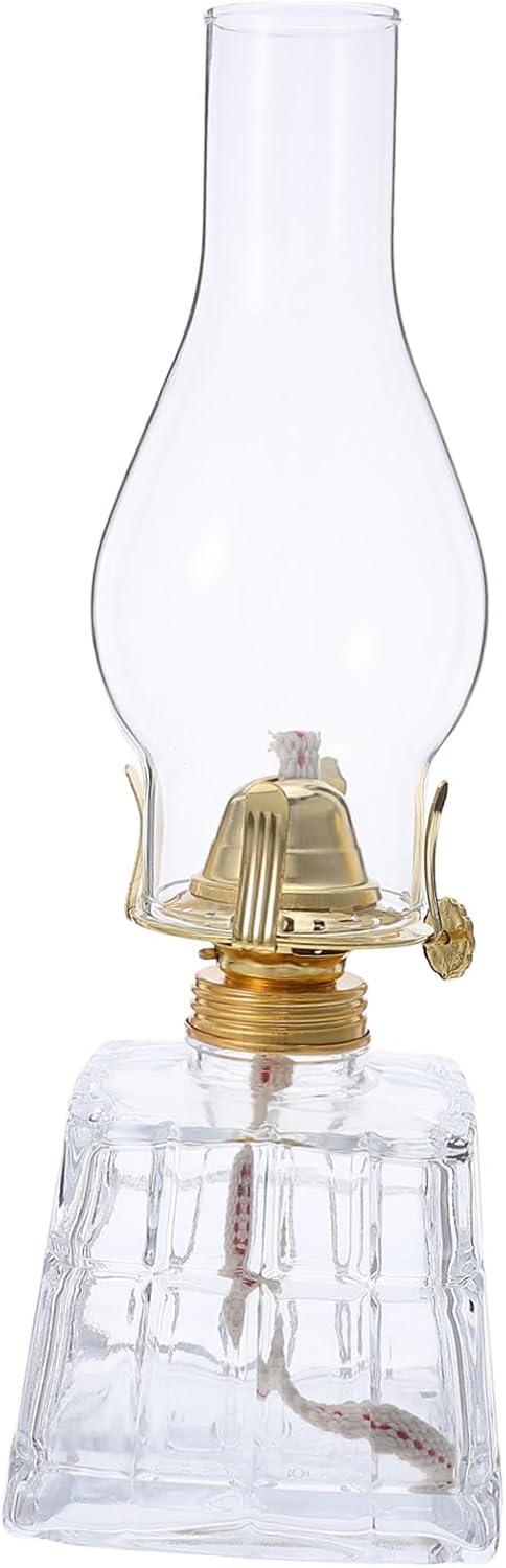 Mobestech Vintage Square Kerosene Oil Lamp Windproof Lantern for Indoor Use Clear Glass Hurricane Lamp with Artisan Craftsmanship Decorative Oil Lantern for Emergency and Outdoor Lighting
