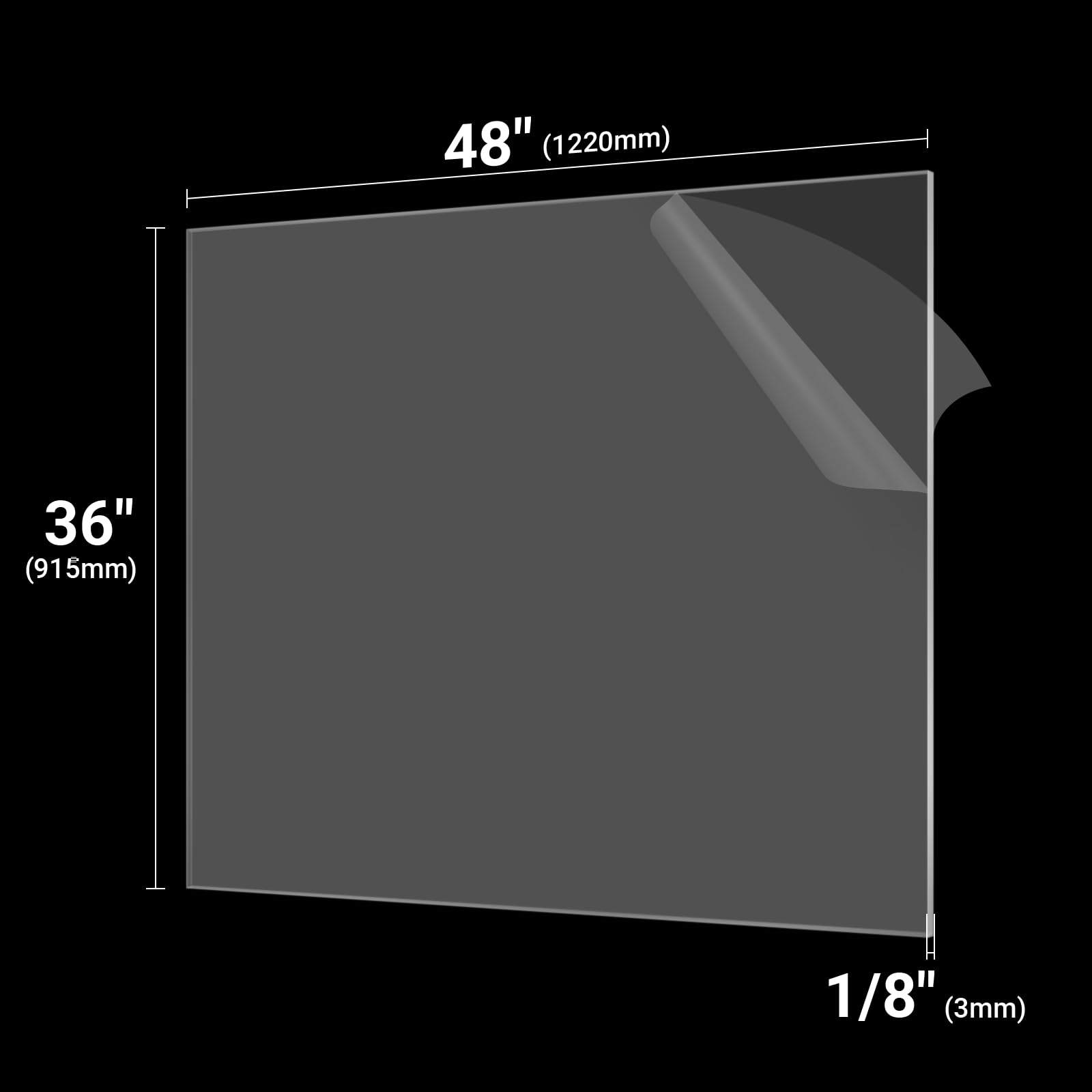 calpalmy (1 pack) 1/8" thick clear large acrylic sheets - 36" x 48" pre-cut plexiglass sheets for windows, craft projects, signs, display cases, sneeze guard and more - cut with power saw, hand tools