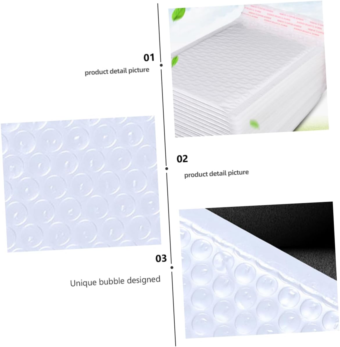 50pcs Shockproof Storage Mailing Pouches White for Packaging of Lightweight and Rain-resistant
