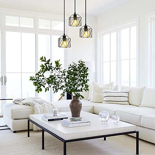 Jose2015 3-Light Industrial Pendant Light,Adjustable Mini Vintage Pendant Light Metal Hanging Pendant Lights Fixture With E26 Base For Kitchen/Bedroom/ Dining Room/Living Room/Hallway thumb #4