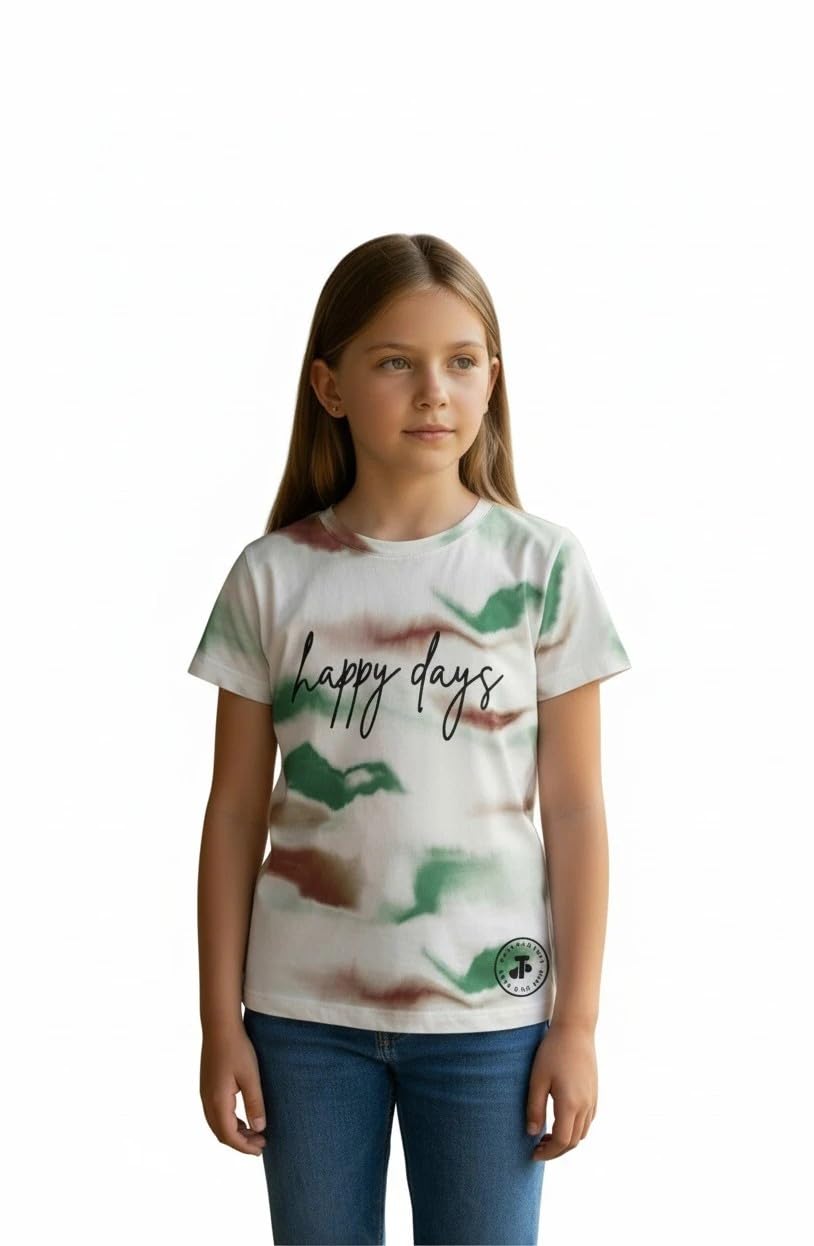 triki belly Tie Dye Cotton Short Sleeve T-Shirt, Green and Brown Cloud Pattern, Casual Summer Top (in, Numeric, 24, Multicolor)-picture-27