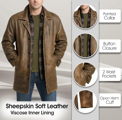 LP-FACON Distressed Brown Car Coat