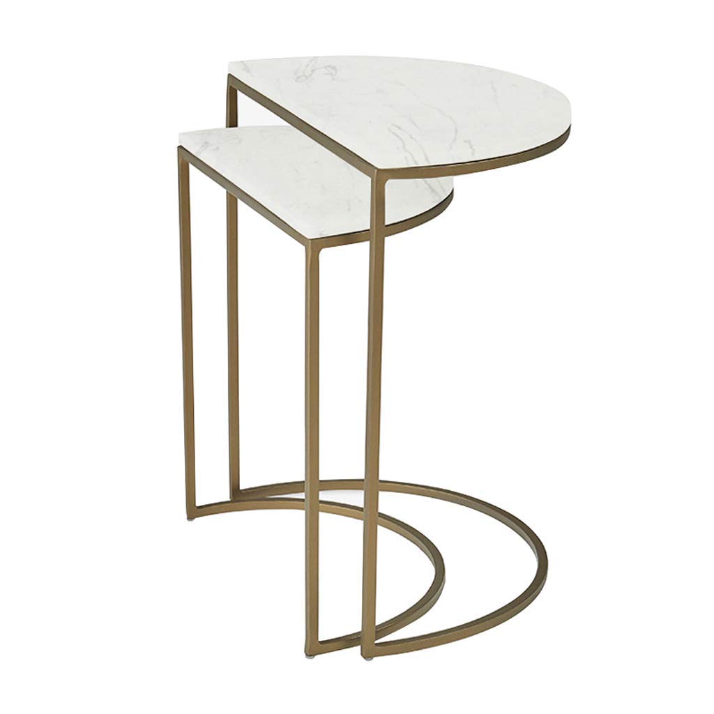 Table basse pour salon et moments de détente : lot de 2 tables gigognes blanches