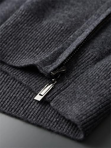 Men's Hooded Cashmere Cardigan Winter Casual Zipper Thick Ribbed Cardigan Sweater2