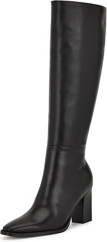 Nine West Women's Zazz Wide Calf Black Leather 7 Medium