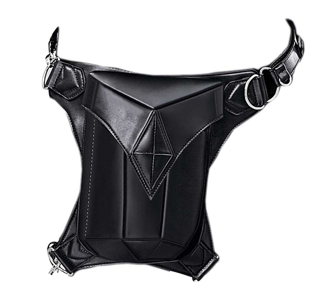 Steampunk damska torba ze skóry PU damska vintage gotycki nit nerka torba na ramię torba na nogę retro rock gotycki gotycki gotycki, Black, Medium, Punk