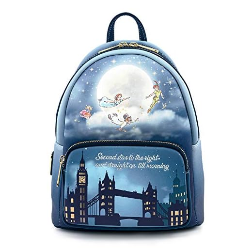 Loungefly Disney Peter Pan Second Star Glow Womens Double Strap Shoulder Bag Purse