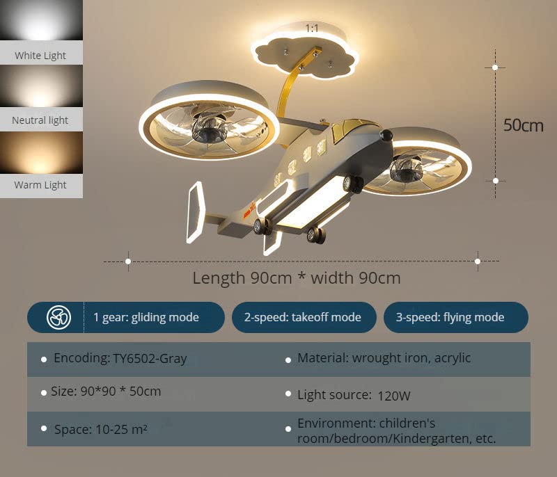 Image of Silicone Led Airplane Fan Light Remote Control Ceiling Fan Light Suitable For Children'S Room Bedroom Living Room Decorative Light Chandelier
