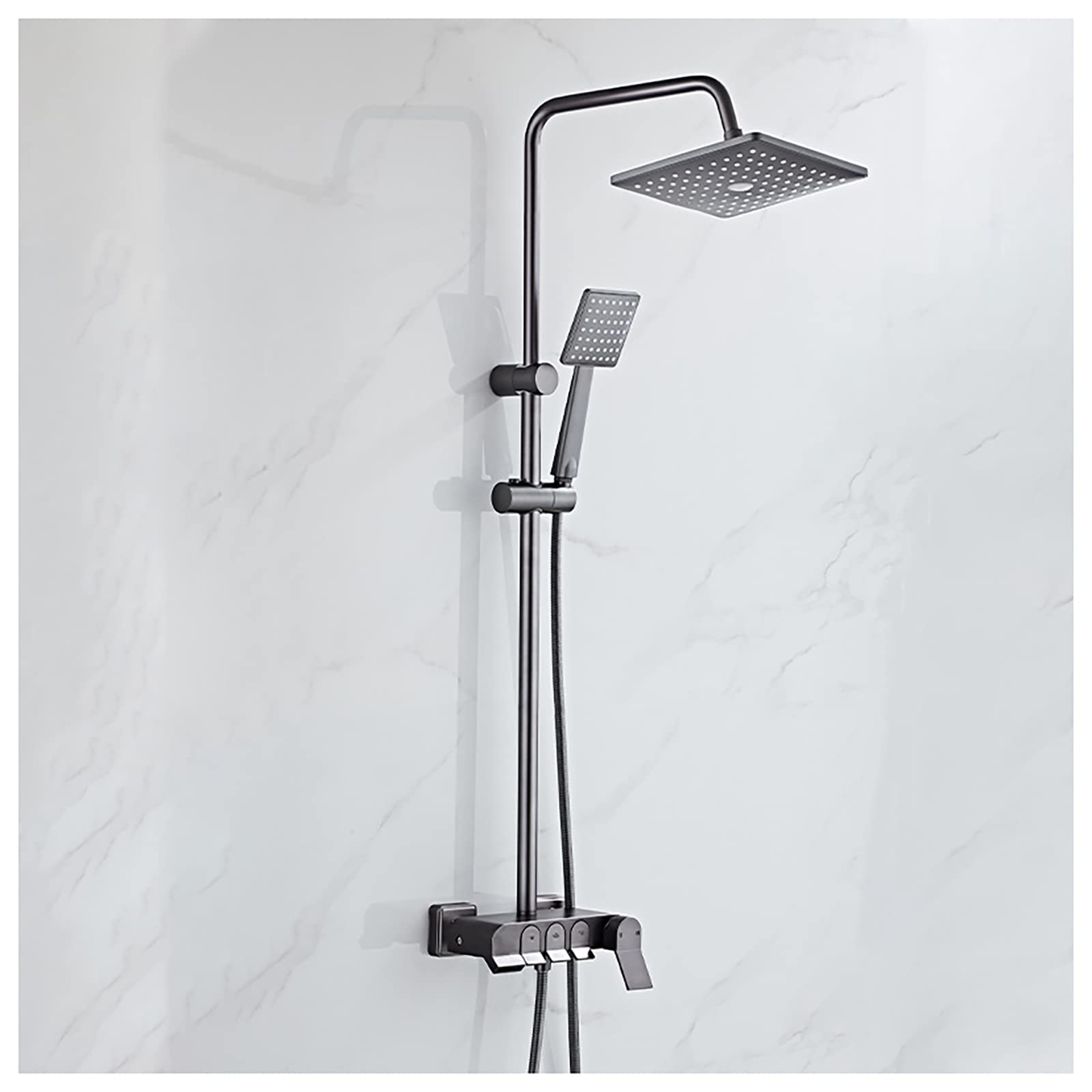 Sistema de Ducha de Lluvia de Alta presión de 8 Pulgadas, Cabezal de Ducha Cuadrado, grifos de Ducha de Pared con Ducha de Mano, Accesorios de Ducha con caño de bañera, Gris.