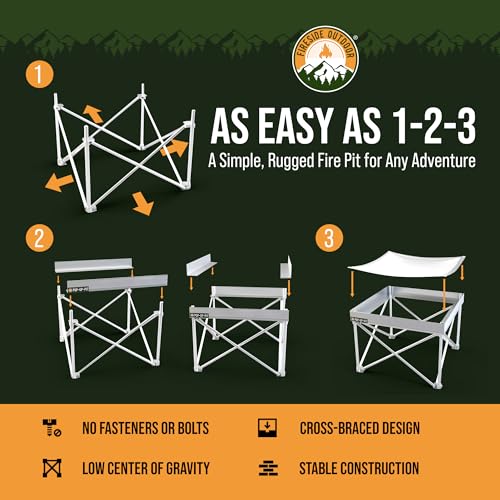 Fireside Outdoor Portable Fire Pit for Camping, Portable Fire Pit Grill for Backyard, Outdoor Firepit with Heat Protect, Camping Firepits, Standing Bonfire Outside for Backyard, 8 lb Weights - 24 inch - Image 5