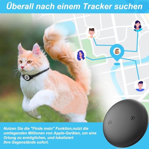 JIARUI SmartTag Katzenhalsband, Mini Tracker Ohne ABO für Katze, (nur IOS) mit Reflektierendes GPS Katze Tracker Halsbänder, Tracking Standort von Haustieren, Arbeite mit App Find My