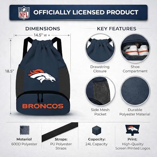 Image of NFL Denver Broncos Cinch Bag - Standard Logo Drawstring Backpack