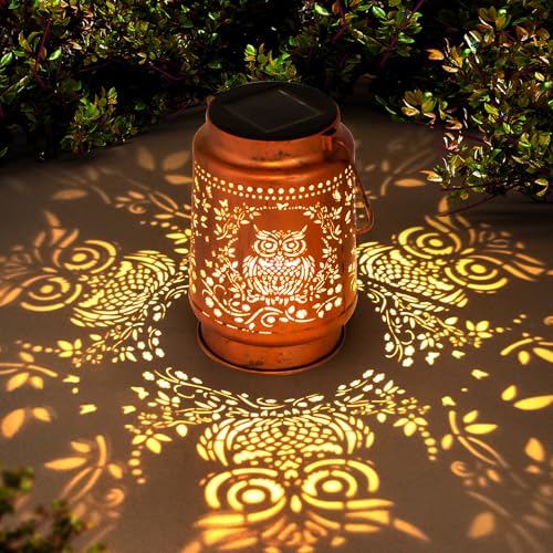 Owl Gifts for Women Birthday Unique, Owl Garden Ornaments Solar Lanterns Outdoor Garden Decor, Solar Light for Yard, Patio, Lawn, Landscape, Backyard, Birthday Presents for Mum