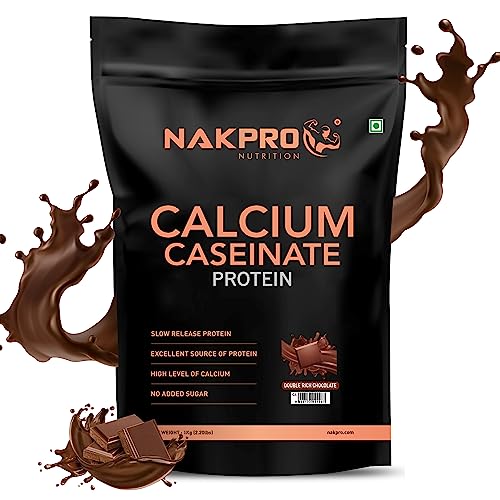 Image of NAKPRO Calcium Caseinate | 26.81g Protein, 5.12g BCAA | Helps in Muscle Recovery | Slow Absorbing, Slow Digesting, Low Carbs Casein Protein Powder (1 Kg, Double Rich Chocolate)