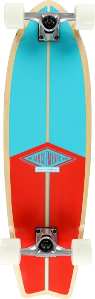 San Clemente Longboards Fishtail Kelsey Natural / Red / Turquoise Cruiser Complete Skateboard - 9" x 31"