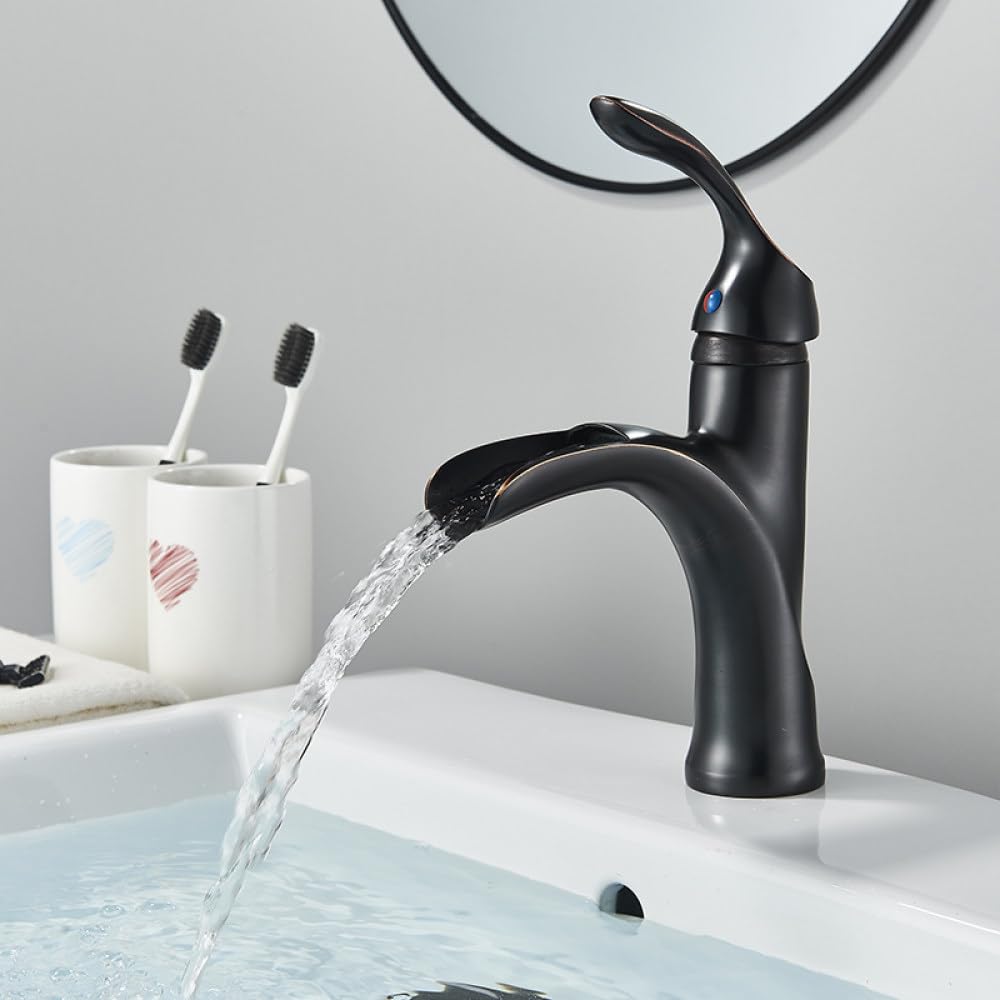 Robinet de salle de bain cascade mitigeur haut de gamme bronze noir