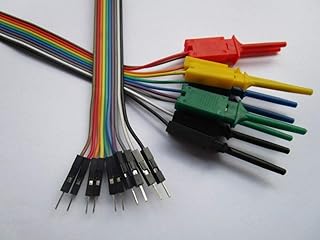 Gimax 20 pcs Pitch 2.54mm Jumper Wire 1x10 pin Male to Flat Test Clip Ribbon Cable 24cm(9.5