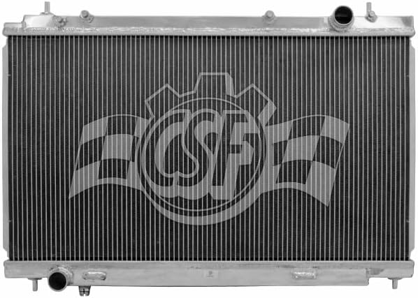 CSF Radiator, 29.5 in W x 1.625 in D, Single Pass, Passenger Side Inlet, Driver Side Outlet, Aluminum, Polished