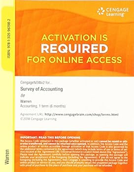 Printed Access Code Cengagenowv2, 1 Term Printed Access Card for Warren's Survey of Accounting, 8th Book