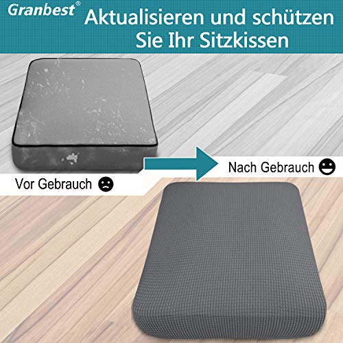 Granbest High Stretch Sofa Sitzkissenbezug Superweicher Sofa Sitzbezug Sitzkissenschutz Jacquard Spandex Stoff mit Elastischer Unterseite(3 Sitzer,Grau)