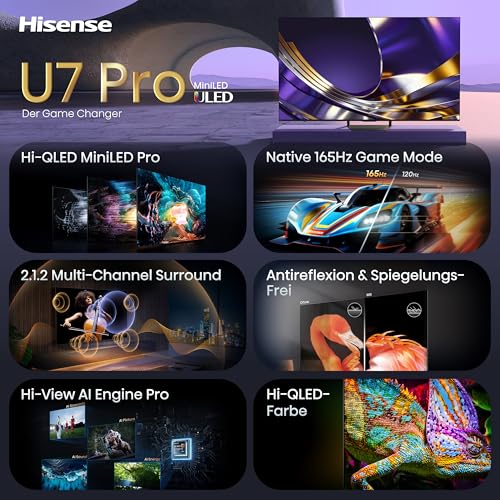 Hisense 65U7DS PRO Fernseher 65 Zoll, 4K UHD, Hi-QLED Mini LED Pro, Smart TV, 165Hz, Hi-View AI Engine Pro, IMAX Enhanced… – Ansicht 3