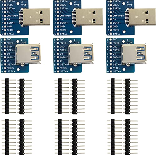 Adaptador USB 3.0 Tipo A Macho y Hembra Breakout Board 6 Pzas miniatura 1