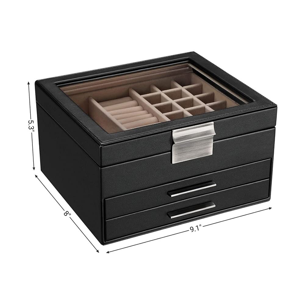Joyero De Piel Sintética Para Mujeres Y Niñas, Cajas Organizadoras Extraíbles Con Cajones De Espejo Para Anillos, Pendientes, Collares, Pulseras