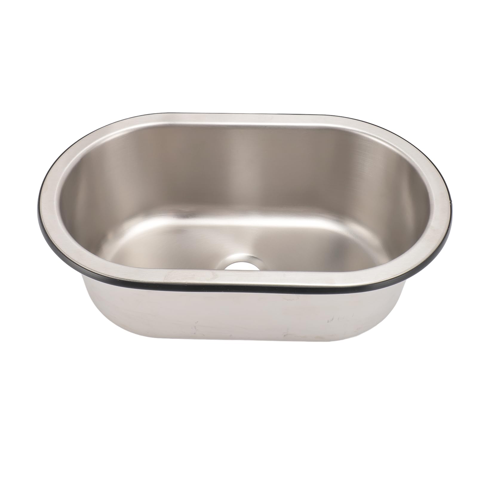 Lavello ovale in acciaio inossidabile 304, ciotola semplice spazzolata robusta per una pulizia versatile in campeggio, barca, , , auto, 13,6 x 8 x 5,2 pollici