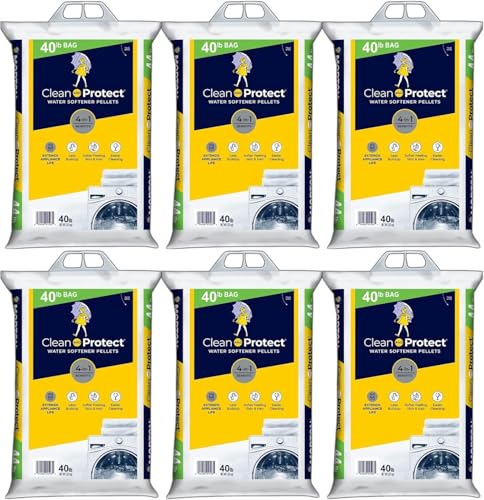 (6 Pack, 40 lb bags) - Clean and Protect Water Softener Salt Pellets for Easier Cleaning and Reduced Buildup (240lbs Total) (6)