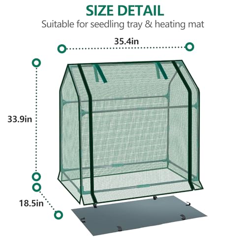 Image of Mini Greenhouse Indoor, 36x19x34(H) Inches Tabletop Garden Nursery Plant Cover Tent with Humidity Domes for Home Gardening, Seedling Propagation and Germination, Green Cover